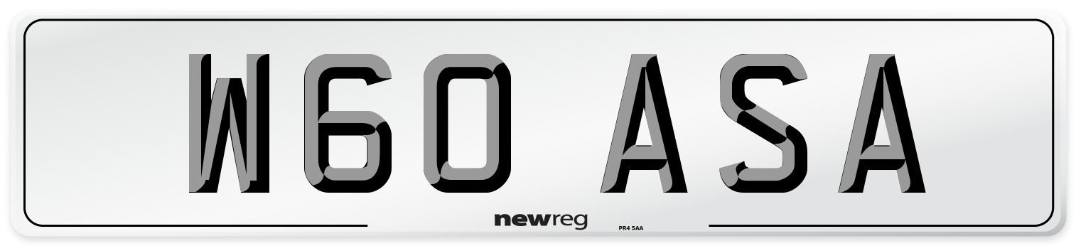 W60 ASA Number Plate from New Reg
